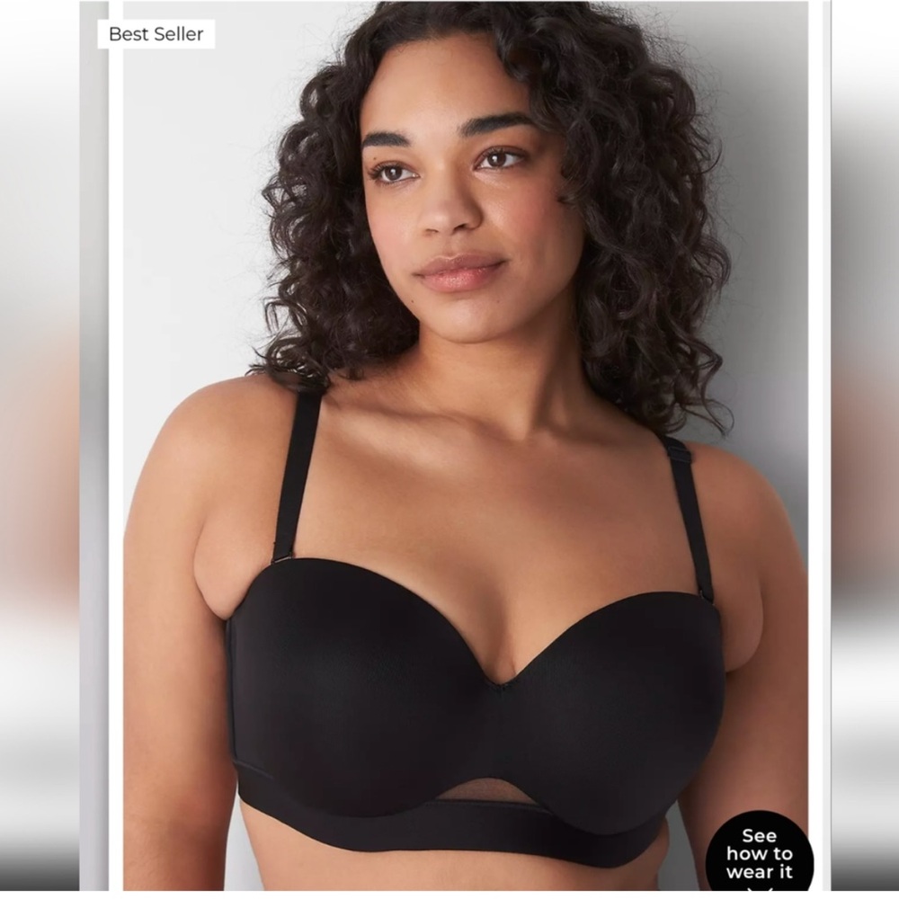 Cacique Comfort Bliss Lightly Lined Strapless Bra (44C Black) Multi-Way